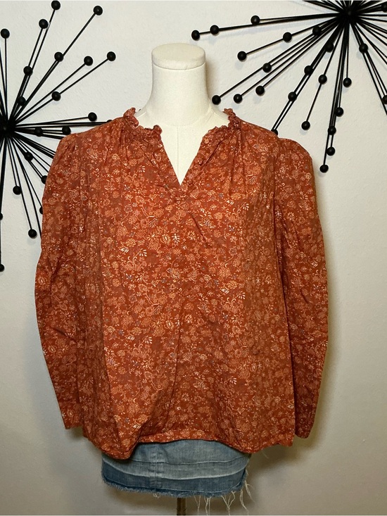 House of Harlow 1960 Tops - House of Harlow 1960 Rust Floral Boho Blouse Long Sleeve Size XL